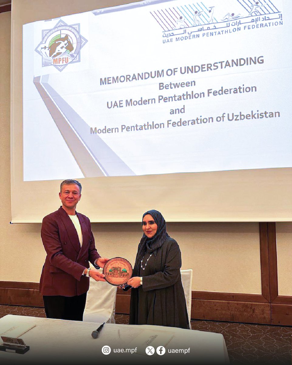 🇦🇪🤝🇺🇿 في خطوة جديدة لتعزيز التعاون الرياضي، وقع اتحاد الإمارات للخماسي الحديث مذكرة تفاهم مع اتحاد أوزبكستان في مدينة أنجو باليابان، وذلك على هامش مشاركتنا في البطولة الآسيوية المؤهلة لدورة الألعاب الآسيوية 2026.