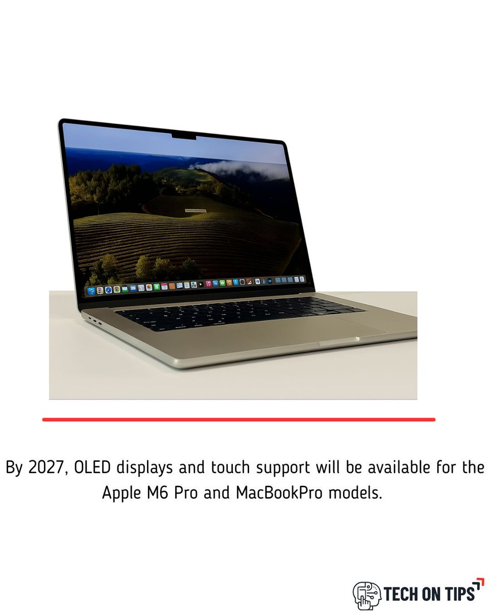 TechonTips24's tweet image. Apple’s gearing up for a major MacBook Pro redesign! 💻
The M6 Pro and M6 Max models could feature OLED displays, touch support, and a sleeker body — says Mark Gurman’s latest Power On report.
#Apple #MacBookPro #M6Pro #M6Max #TechNews #AppleUpdate #MacBook2027