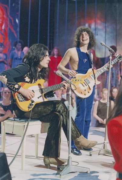 Marc &amp; Mickey cast a spell on BBC’s biggest stage!

"Ride a White Swan", at number 30 on the BBC Singles Chart, T. Rex record their TOTP debut at BBC Television Centre, 201 Wood Lane, Shepherd’s Bush, London W12, England, on Wednesday, November 11, 1970. The duo—Marc Bolan on