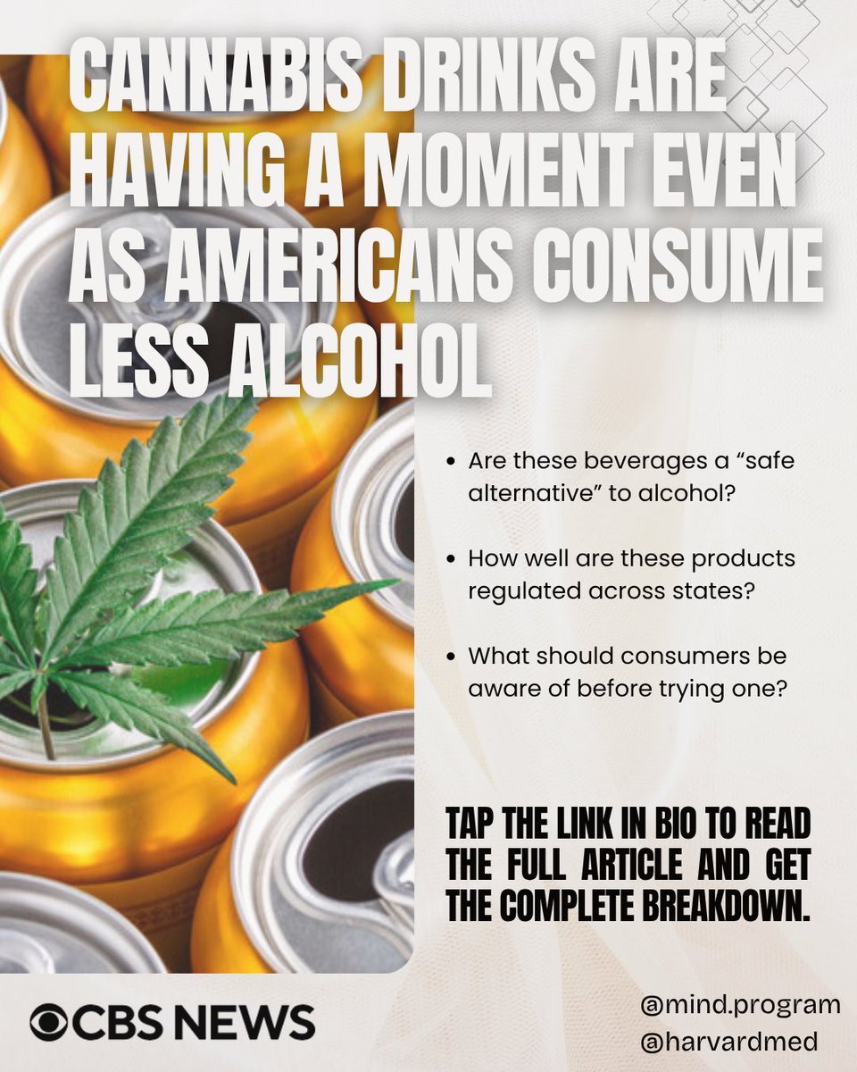 drstacigruber's tweet image. As cannabis-infused beverages gain popularity, understanding their pharmacology, safety, and regulation is crucial. 🍃💧 These drinks may reshape how we approach alcohol and wellness - but evidence-based research must lead the way. 🧠📊
Read more - link in bio. 🔗