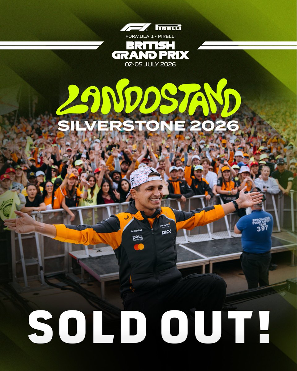 SOLD OUT 🙌

Landostand will be a sea of fluro again this year 🤩

#BritishGP