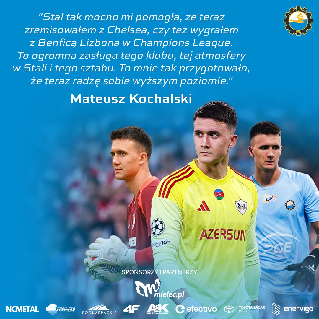 FksStalMielec's tweet image. Mateusz Kochalski opowiada o drodze przez Mielec do europejskich stadionów, o treningowej codzienności w Azerbejdżanie, roli Stali Mielec w jego rozwoju i o marzeniach, które wcale się nie kończą.🔝

📰👉 tiny.pl/tg4h4p8w

@LaczyNasPilka @ChampionsLeague