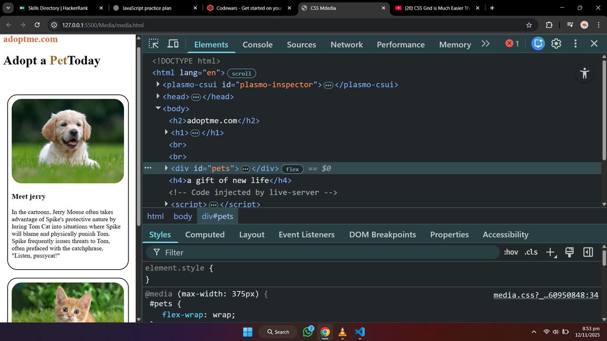 ahmad_faizi18's tweet image. Day 8/100 of #WebDev 

🚀 I Covered these topics today🔥

🔹CSS Media Query 
🔹CSS Media Types 
🔹CSS Media Features 
🔹And practiced on the basis of the project.

💡Takeaway:
Small steps every day become big results👍
#100DaysOfCode 
#CodingChallenge 
#LearningInPublic 
#Coding