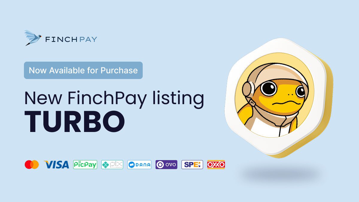 FinchPay_io's tweet image. It&apos;s time to kick it up into the top gear: $TURBO is now LIVE on FinchPay! ⚡️

@TurboToadToken started as an AI-powered experiment, built with community energy and meme spirit, and quickly became one of crypto&apos;s most tightly-knit communities 👥

Now you can buy $TURBO with ease…