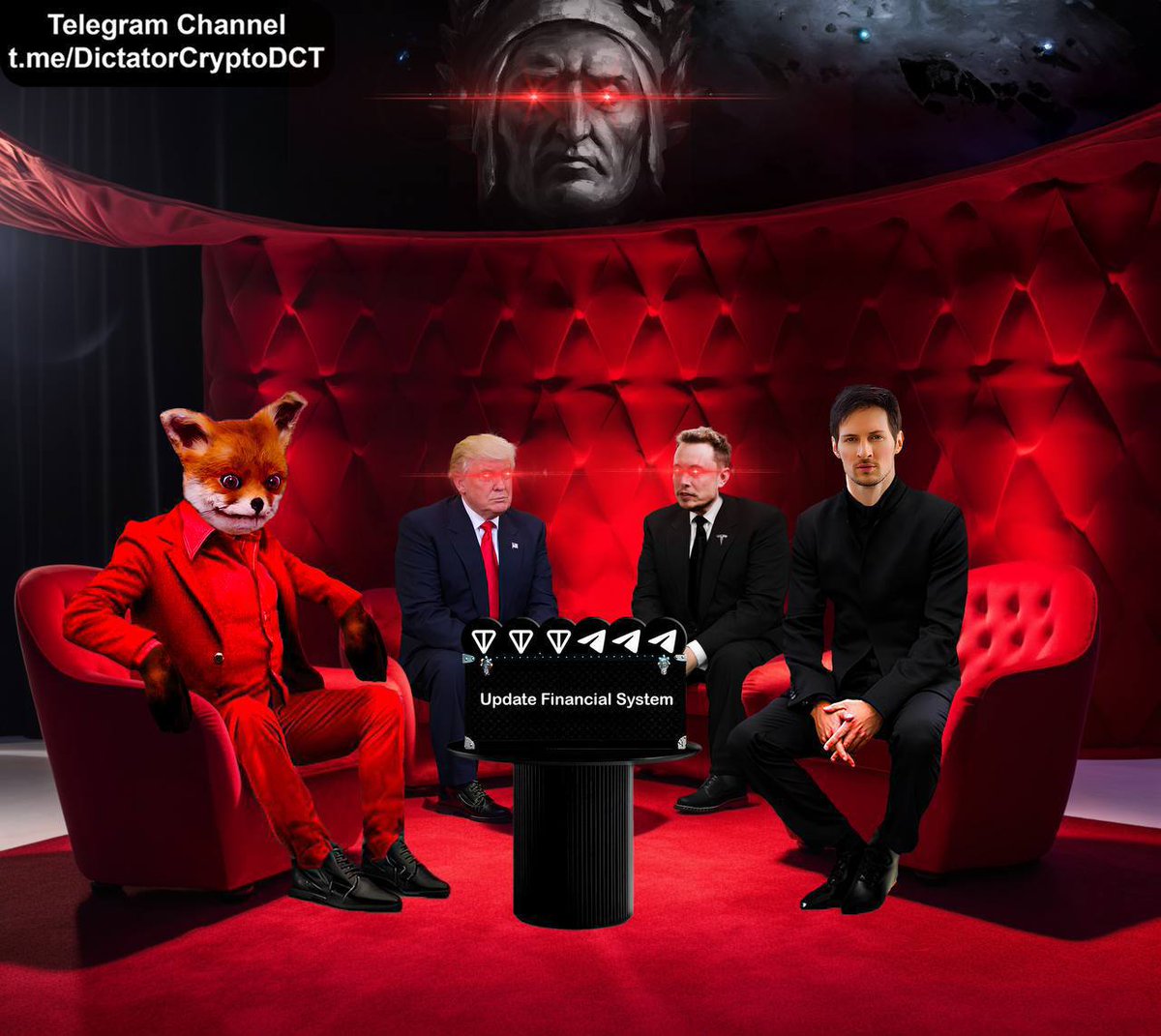 🩸Elon Musk, under the directive  
🫡of DictatorCrypto, is carrying out a critically important mission.  
🫡DictatorCrypto has implanted in Elon’s subconscious an idea that he has fully internalized and which awaits dissemination.  
🩸The ideological window is open, and Musk must