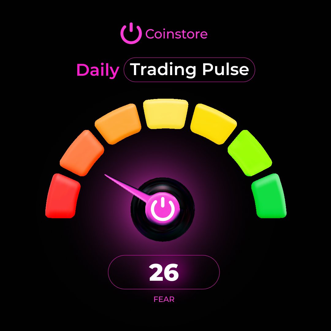 CoinstoreExc's tweet image. ⚡ Coinstore Daily Trading Pulse ⚡

Market sentiment today sits at 26 — FEAR 😨
Traders remain cautious as uncertainty lingers across the crypto landscape.
Are you buying the dip or staying on the sidelines? 👀

#Coinstore #CryptoMarket #TradingPulse #FearAndGreedIndex