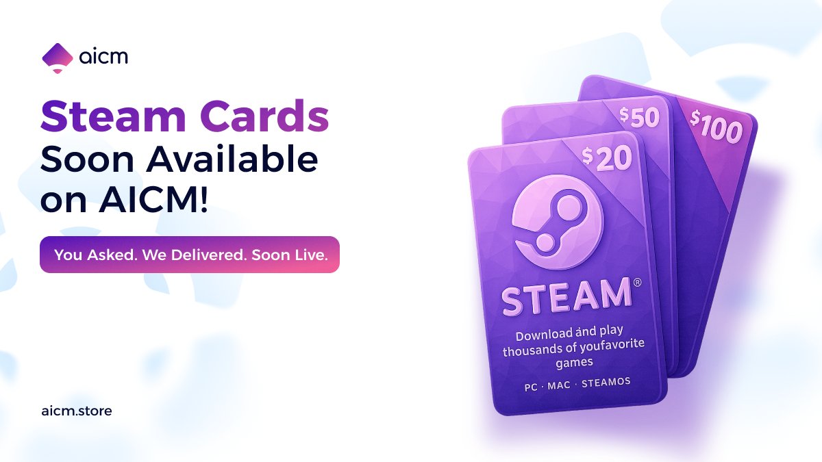 Your favorite way to game is about to meet your favorite way to pay.
Soon you’ll be able to top up your <a href="/Steam/">Steam</a>  wallet right from $AICM.
Crypto in, games out. Fast, secure, and built for players who like to keep things simple. 

Stay Tuned!

🌐 app.aicm.store