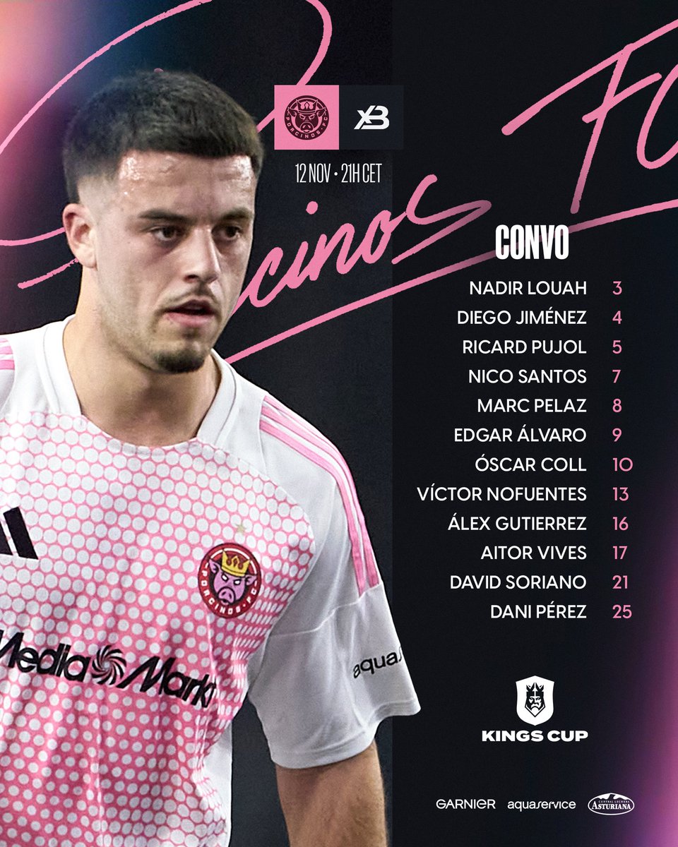 🐽 La convocatoria de Porcinos para los octavos de final de la Kings Cup Spain contra xBuyer Team.

21:00 - #KingsCupSpainOctavos