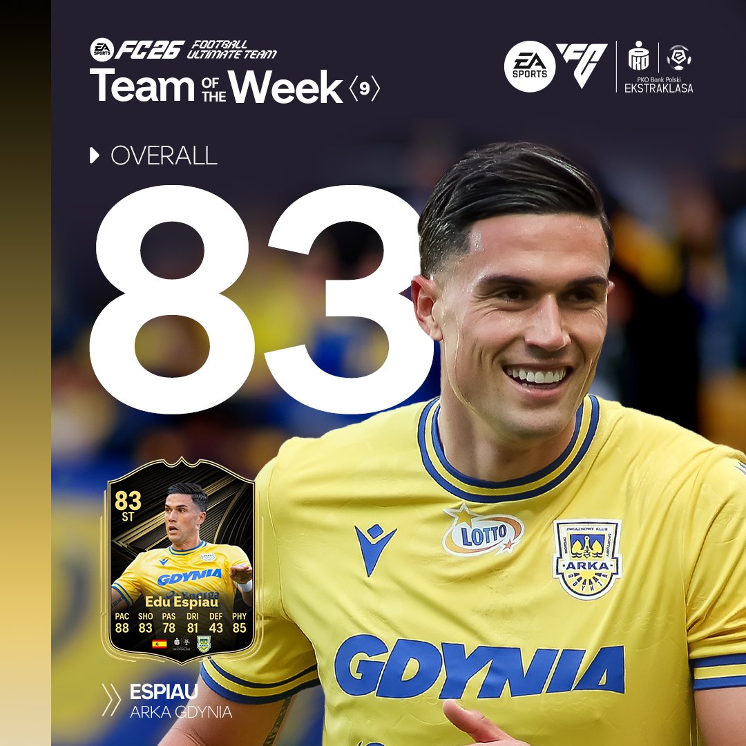 Edu Espiau znalazł się w #TOTW #FC26 👏👏👏

<a href="/EASPORTSFC/">EA SPORTS FC</a> 🤝<a href="/ArkaGdyniaSA/">Arka Gdynia</a>
