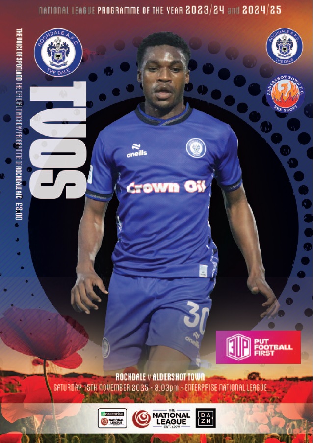 daleprogramme's tweet image. Front cover of #TVOS for this Saturday&apos;s game in the @NL_Enterprise between @officiallydale and @OfficialShots