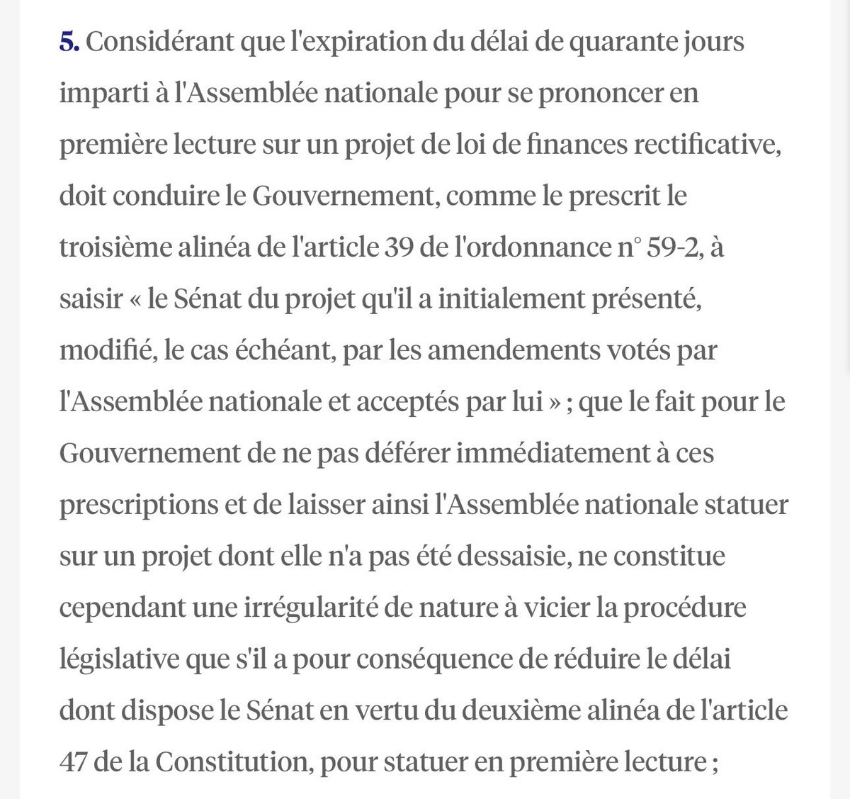 Le gouvernement n’a pas l’obligation d’envoyer le texte au Sénat ce soir. Selon le Conseil constitutionnel (86-209 DC), le délai de 40 jours n’est pas obligatoire pour un PLF ; on peut appliquer sans grand doute cette règle pour les 20 jours concernant un PLFSS.
