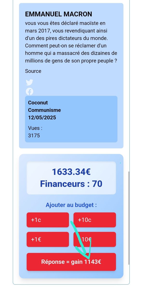 Filoutube7's tweet photo. @EmmanuelMacron Il y avait 1143€ à gagner pour celui qui lui posait cette question...
https://t.co/U80Gow6By9 https://t.co/uvvWX4ASzv