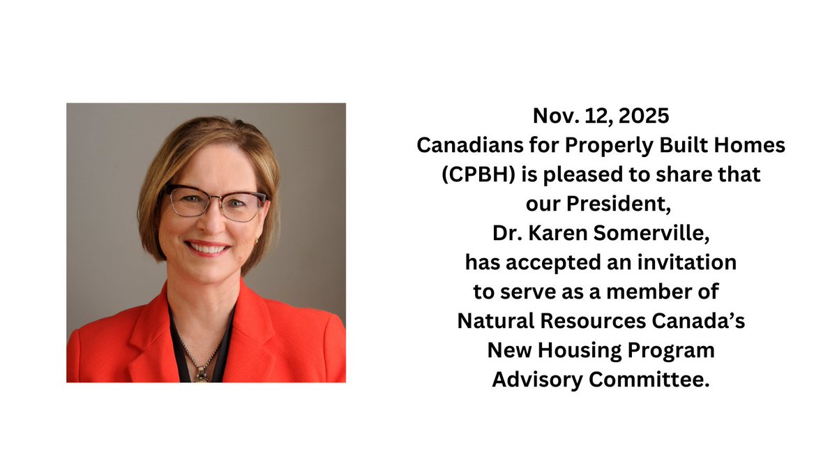CPBH01's tweet image. CPBH is very pleased that there is a seat for a consumer advocate at this important table. Karen is very happy to serve on this committee.

Thank you again, .@NRCan!  

#cdnpoli #newlybuilthomes #consumerprotection
