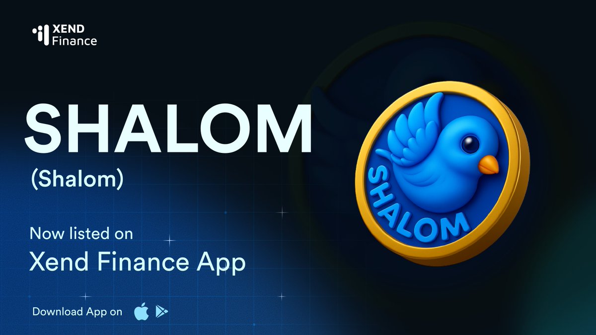xendfinance's tweet image. $SHALOM is now listed on Xend Finance! 🕊️

Trade with USDT, xRWA and other crypto assets.

#Shalom 🙏🏾