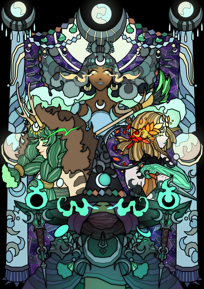 Silver Sisters 🌙
#hades2 #HadesFanArt 
(Thank you <a href="/SupergiantGames/">Supergiant Games - HADES II out now!</a> for this incredible game !)