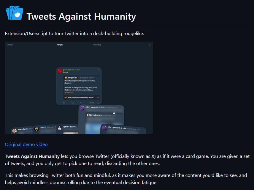 rebane2001's tweet image. i&apos;ve released Tweets Against Humanity as both a userscript and an extension now, enjoy!