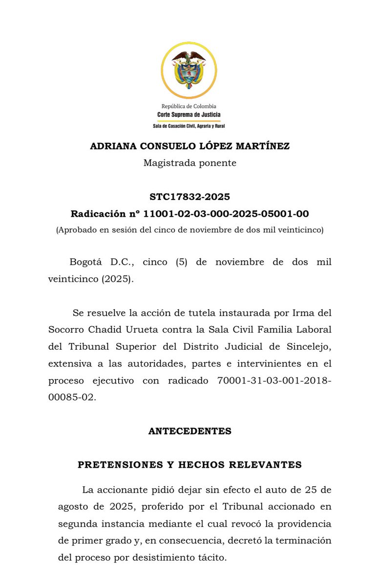 A propósito de los apartados jurisprudenciales inexistentes: CSJ, SCC, sentencia del 5 de noviembre de 2025, Rad.: STC 17832 - 2025.