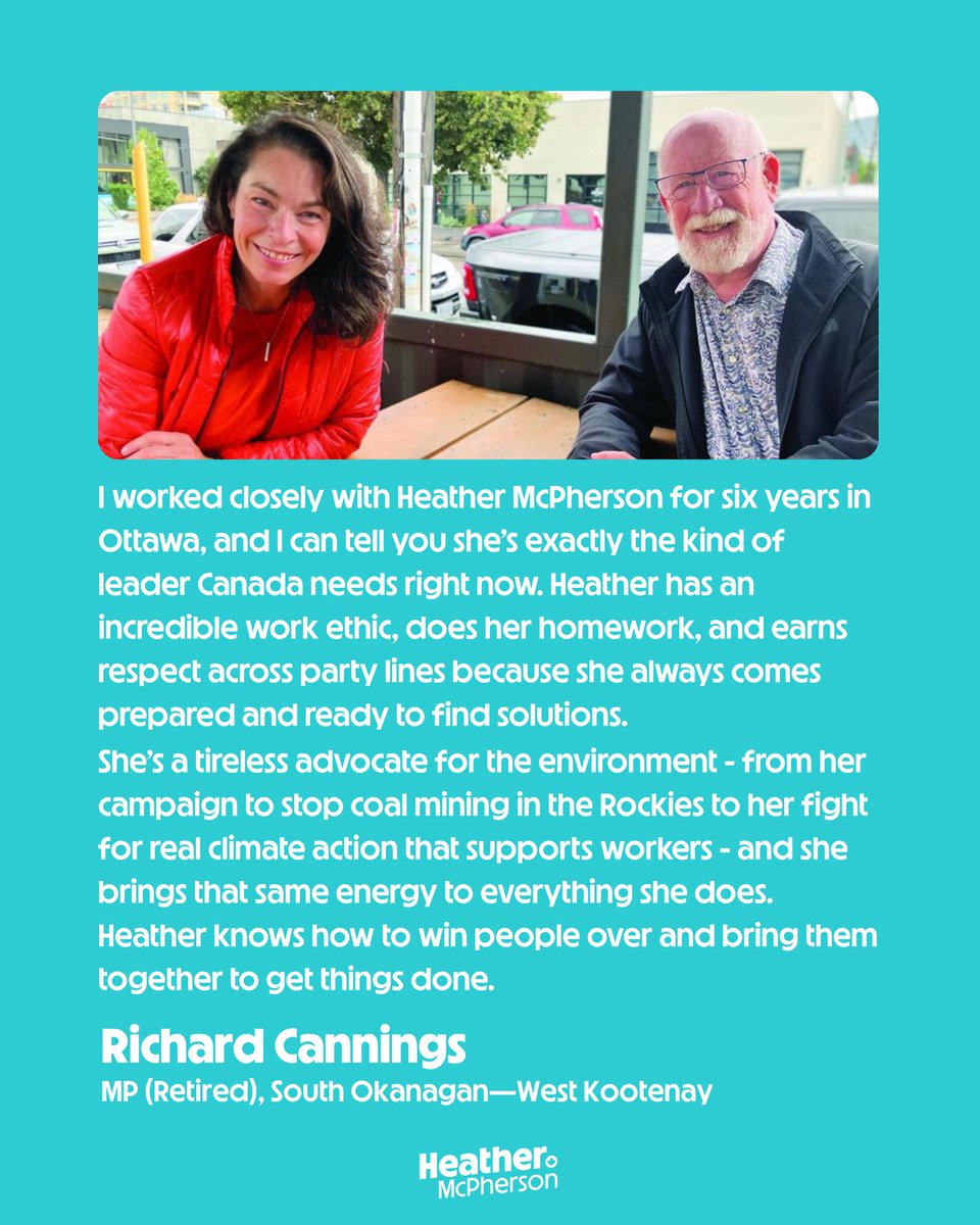 HMcPhersonNDP's tweet image. Richard is not only a good friend, but a respected environmentalist and biologist, and was a committed Member of Parliament.

Richard’s support means a lot in this race, and will be invaluable as we work together to build a stronger, more sustainable future.