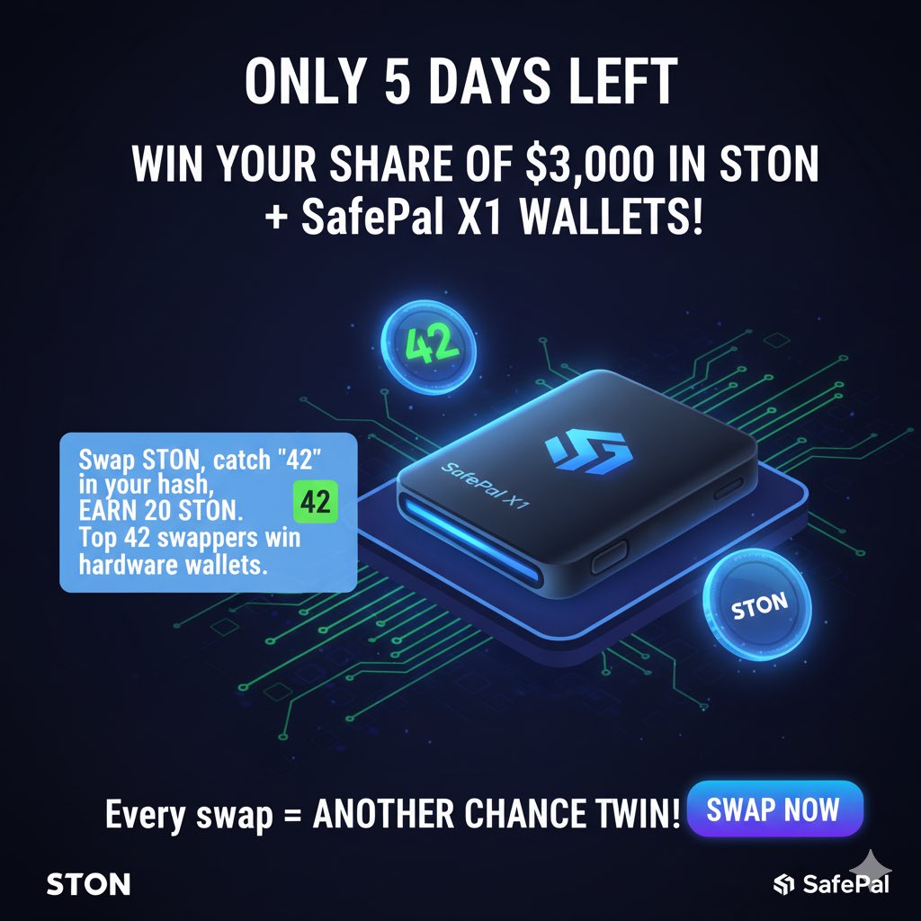 devo_web3's tweet image. Only five days remain in which you might secure your portion of three thousand dollars in STON, plus those SafePal X1 hardware wallets.