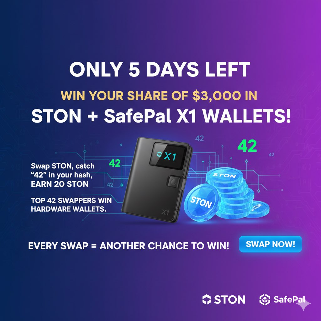 devo_web3's tweet image. Only five days remain in which you might secure your portion of three thousand dollars in STON, plus those SafePal X1 hardware wallets.