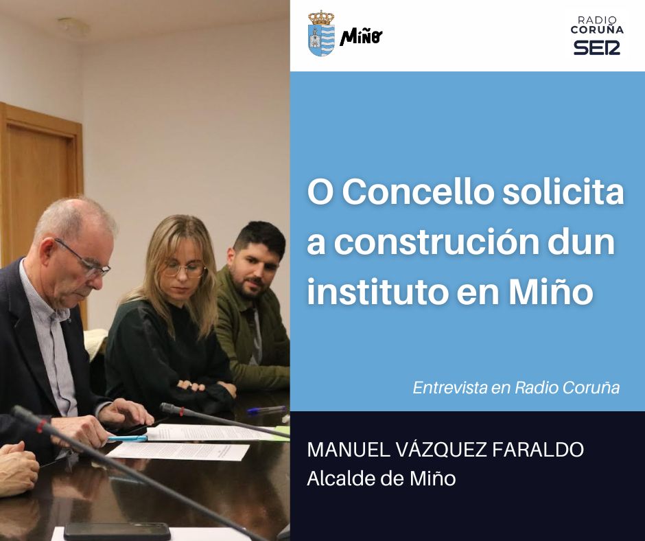 📻 O alcalde, @mvfaraldo, atendeu onte a <a href="/RadioCoruna/">Radio Coruña Cadena SER</a> para falar da declaración institucional na que o <a href="/ConcelloMino/">Concello de Miño</a> solicita a creación dun instituto na localidade.

🎧 Podes escoitala aquí 👉 facebook.com/share/v/17soc1…