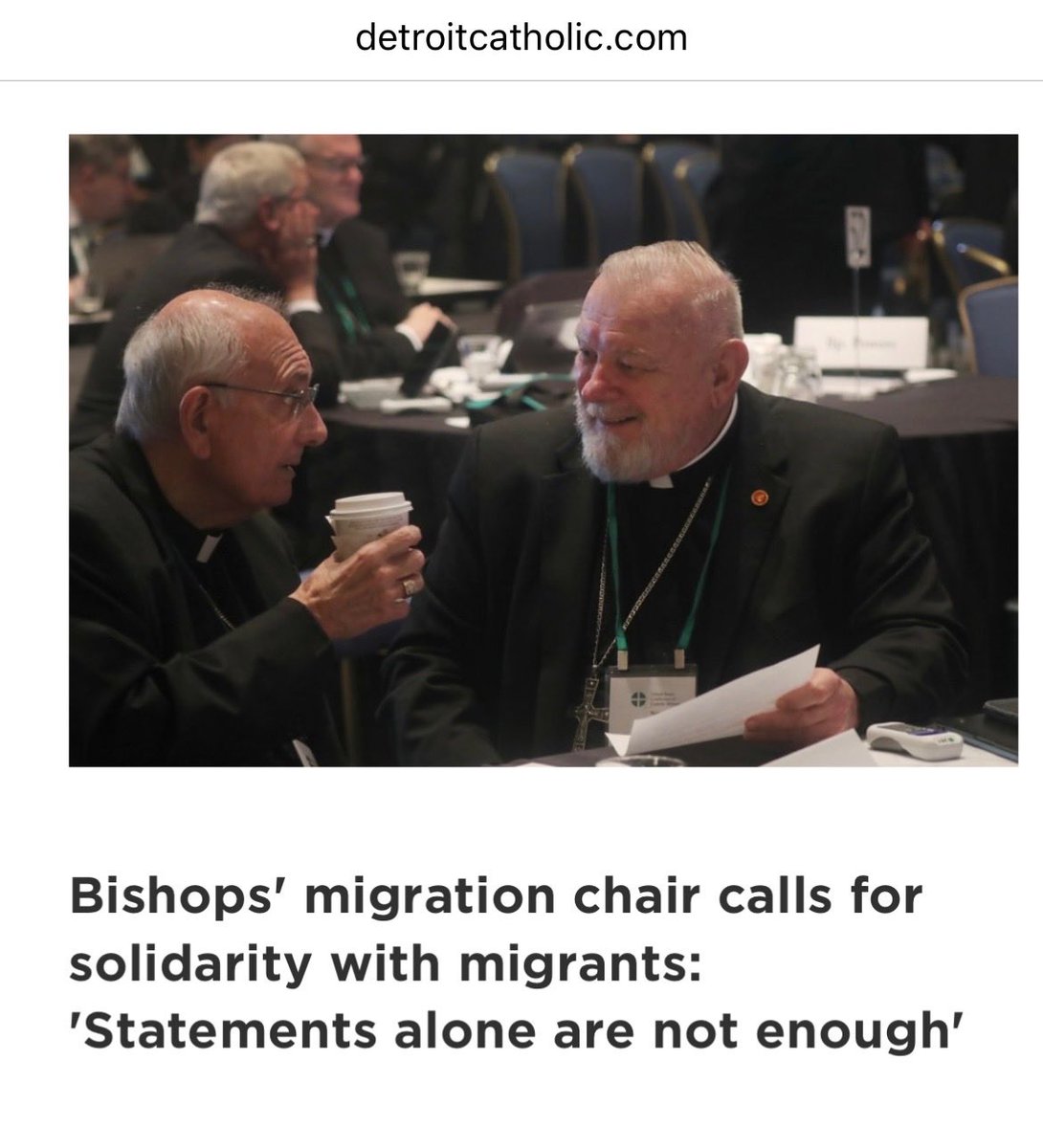 Bishop Nicolas DiMarzio. Emeritus of Brooklyn and. I confer duringUSCCB meeting. We are both former chairs of Migration committee. Bishop Seitz of El Paso is current chairs