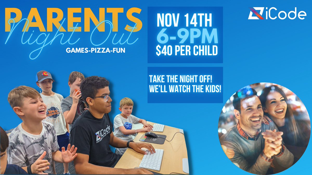 CoffeeNewsMD's tweet image. Parents: You get peace &amp;amp; quiet.
Kids: You get #GameNight at iCode Gambrills!
🤖 Coding, robotics, games &amp;amp; pizza — all in one fun night!

📅 Nov 14 | 6–9PM | 💲$40 | Ages 6–14 | 📍Gambrills
🎟️ Register: shorturl.at/tdTiK

#iCode #STEM #ParentsNightOut