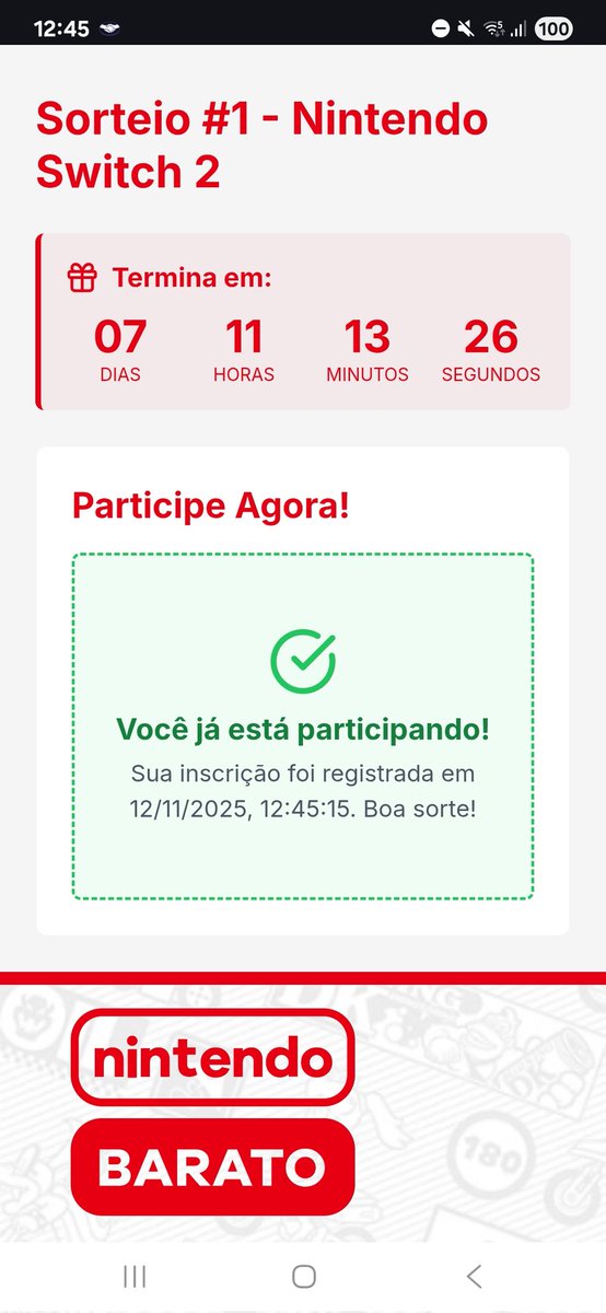 RoEstevam's tweet photo. Estou nos grupos do NintendoBarato para economizar com Nintendo e participando do sorteio do Switch 2! #NintendoBarato @rodrigocoelhoc 🤞 https://t.co/vbgSZmhiYR
