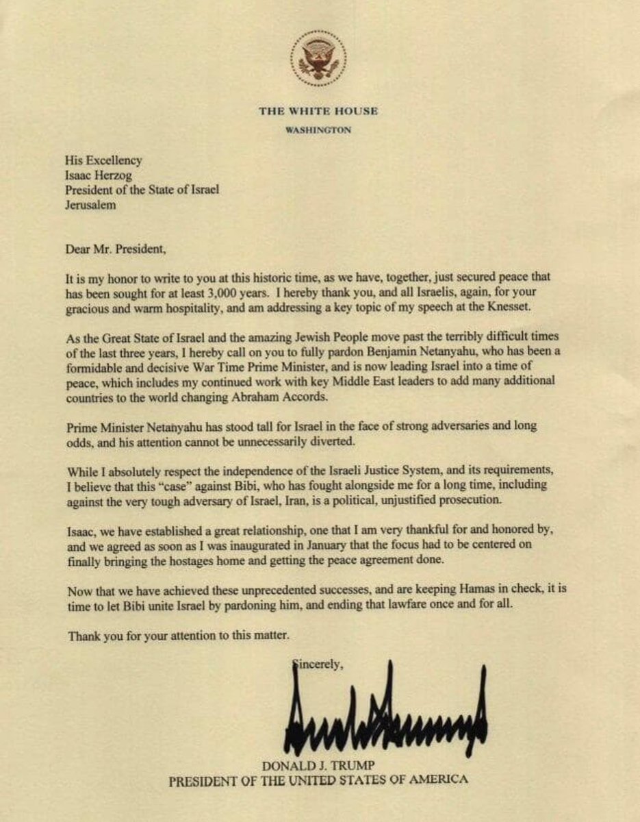 💥How sad is a 76-year-old man who likes walking into grand halls to cries of "Bibi King of Israel" &amp; ran on the promise of "sovereignty" begging The Donald to get him pardoned for corruption? A man's man amirite? Where are the leaders who actually want to prove their innocence?