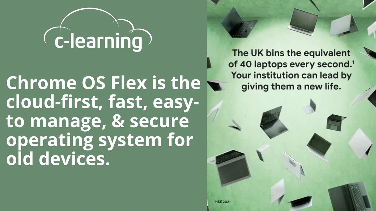 C_learning_net's tweet image. ♻️ Give your old devices a new life with #ChromeOSFlex!
The UK bins the equivalent of 40 laptops every second — your organisation can lead by repurposing, not replacing.
Fast. Secure. Sustainable. 🌍
📩 Learn more: connect@c-learning.net
#EdTech #Sustainability #ChromeOS…