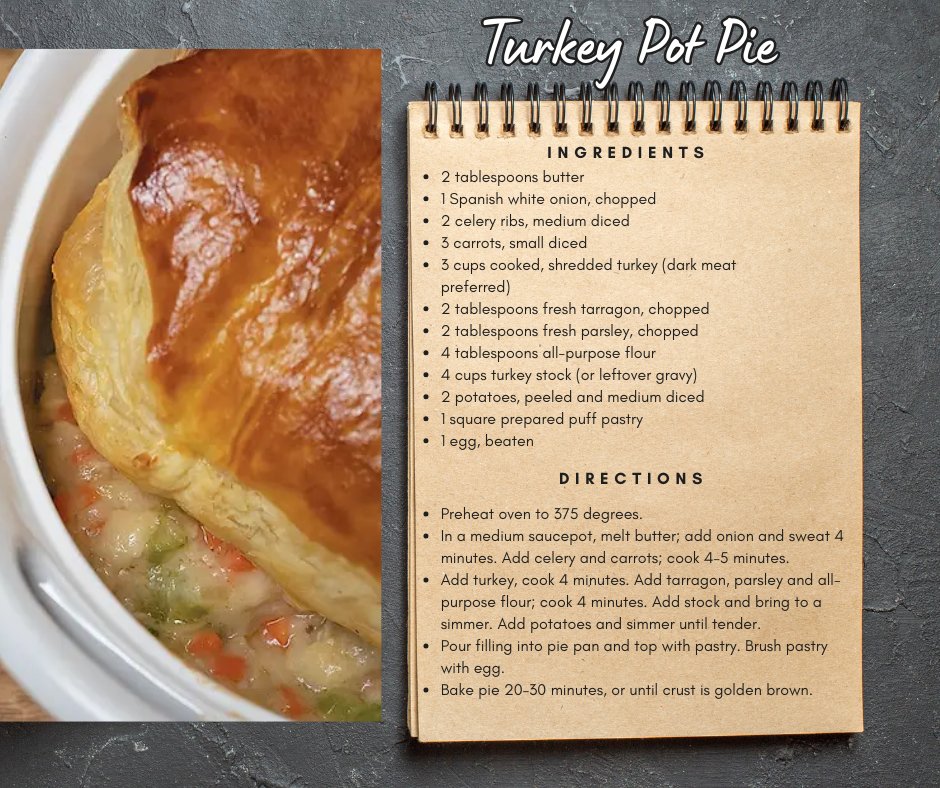 Looking for a Thanksgiving inspired recipe? If you have left over turkey this holiday season, consider making this delicious “Turkey Pot Pie” recipe. If you make this, let us know in the comments below…it sounds sooooooo good!