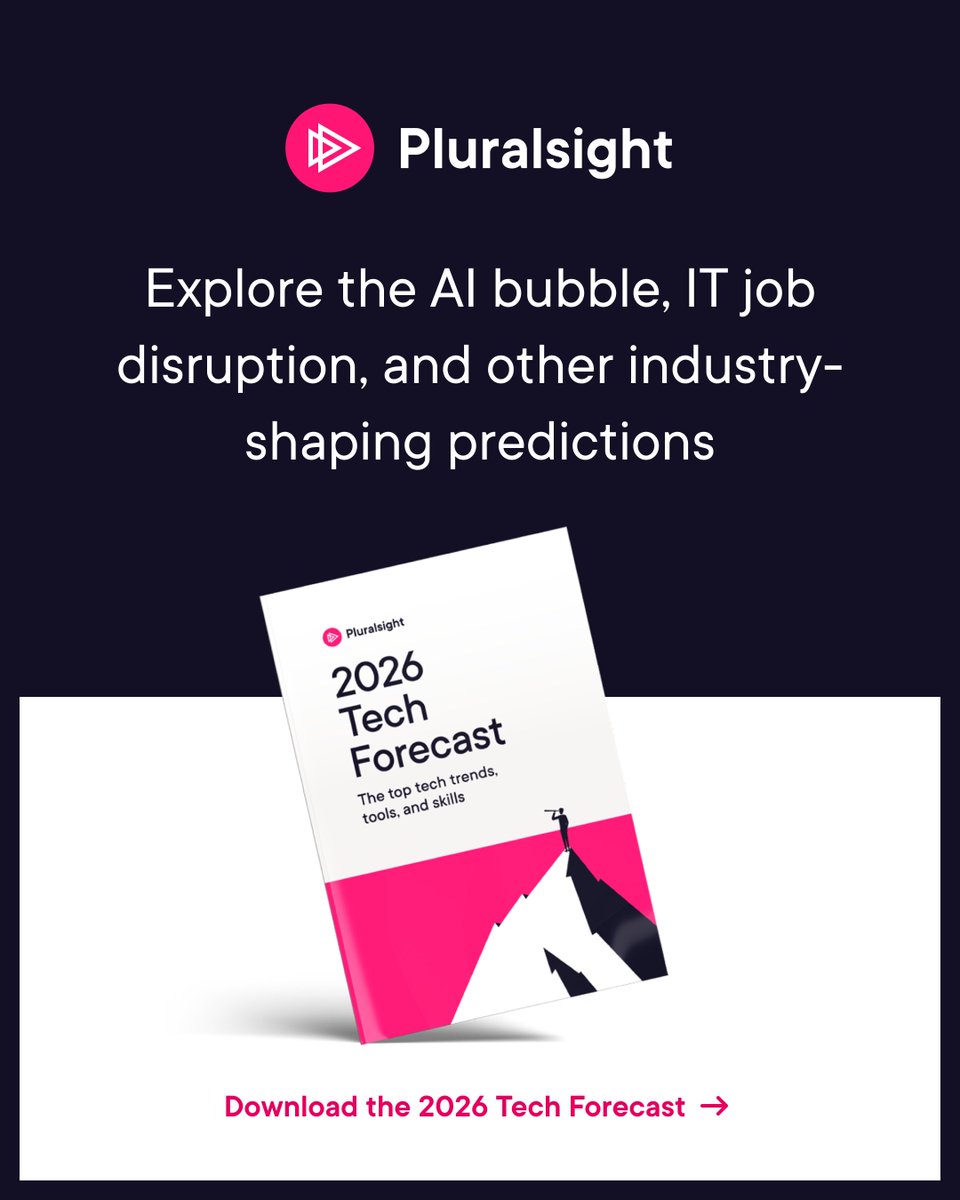 pluralsight's tweet image. 🔮 Your 2026 Tech Forecast is here. Explore the top trends, tools, and skills shaping AI, cybersecurity, cloud, data and hiring: 

plrsg.ht/3WSCJD7