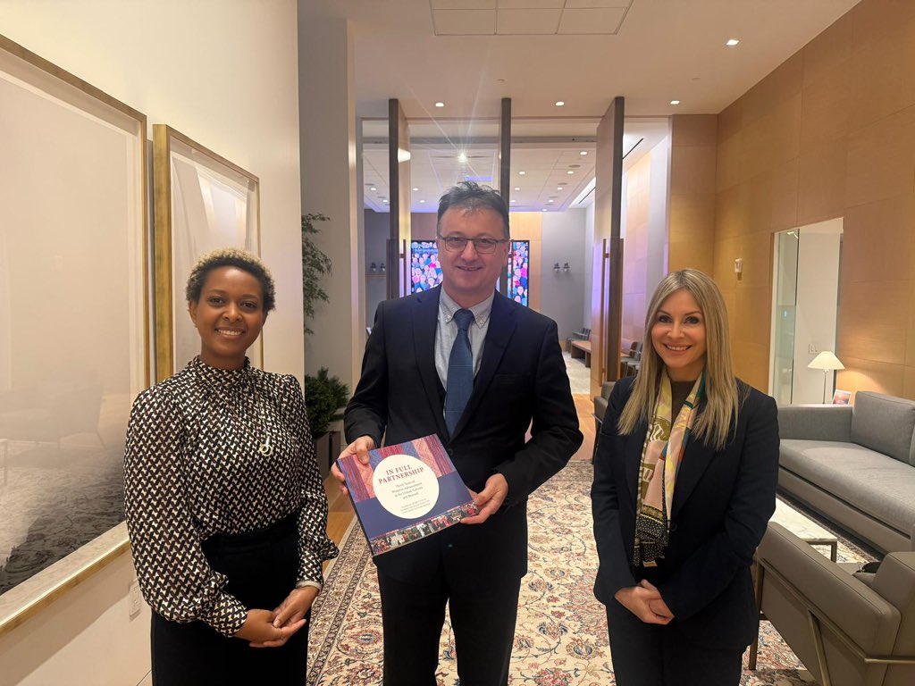 Thank you Mr. Darko Zelenika, Minister-Counsellor with the Permanent Mission of Bosnia and Herzegovina for meeting with representatives of the Baha’i International Community to receive a copy of “In Full Partnership,” a new book by published in honor of the 30th anniversary of