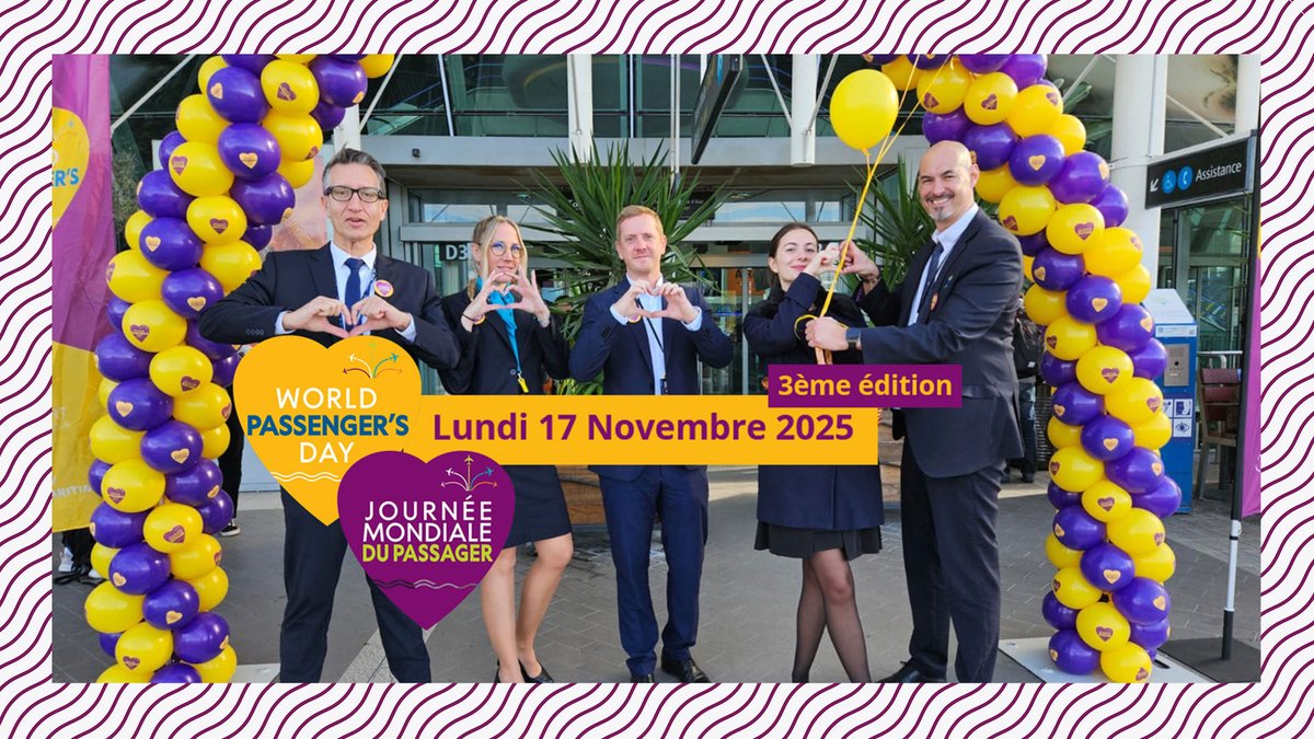 28 aéroports, dont Nice, s'unissent pour célébrer la Journée Mondiale du Passager aérien ce lundi 17 novembre 2025. Plus d'informations 👉 nice.aeroport.fr/actualites/jou…