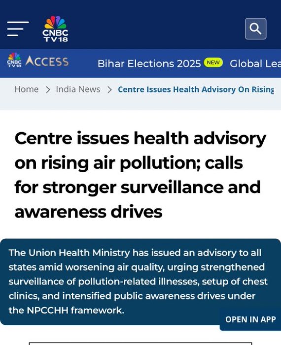 Finally. It took a mass gathering for the government to wake up and issue something as basic as a health advisory! We shall not stop until each one of us gets #CleanAir.

#HelpUsBreathe