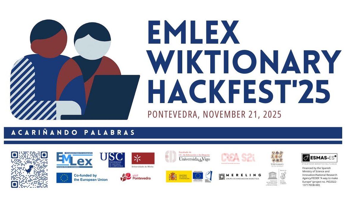 CValcrcel's tweet image. Falta muito pouco para celebrarmos no @UvigoPontevedra  uma nova edição do #EMLex #Wiktionary #Hackfest co mestrado @emlexmundus  e os estudantes da @UniversidadeUSC , da @UMinho_Oficial  e da @FCCED. Será no próximo dia 21 de novembro, sexta-feira. bit.ly/emlex-hackfest
