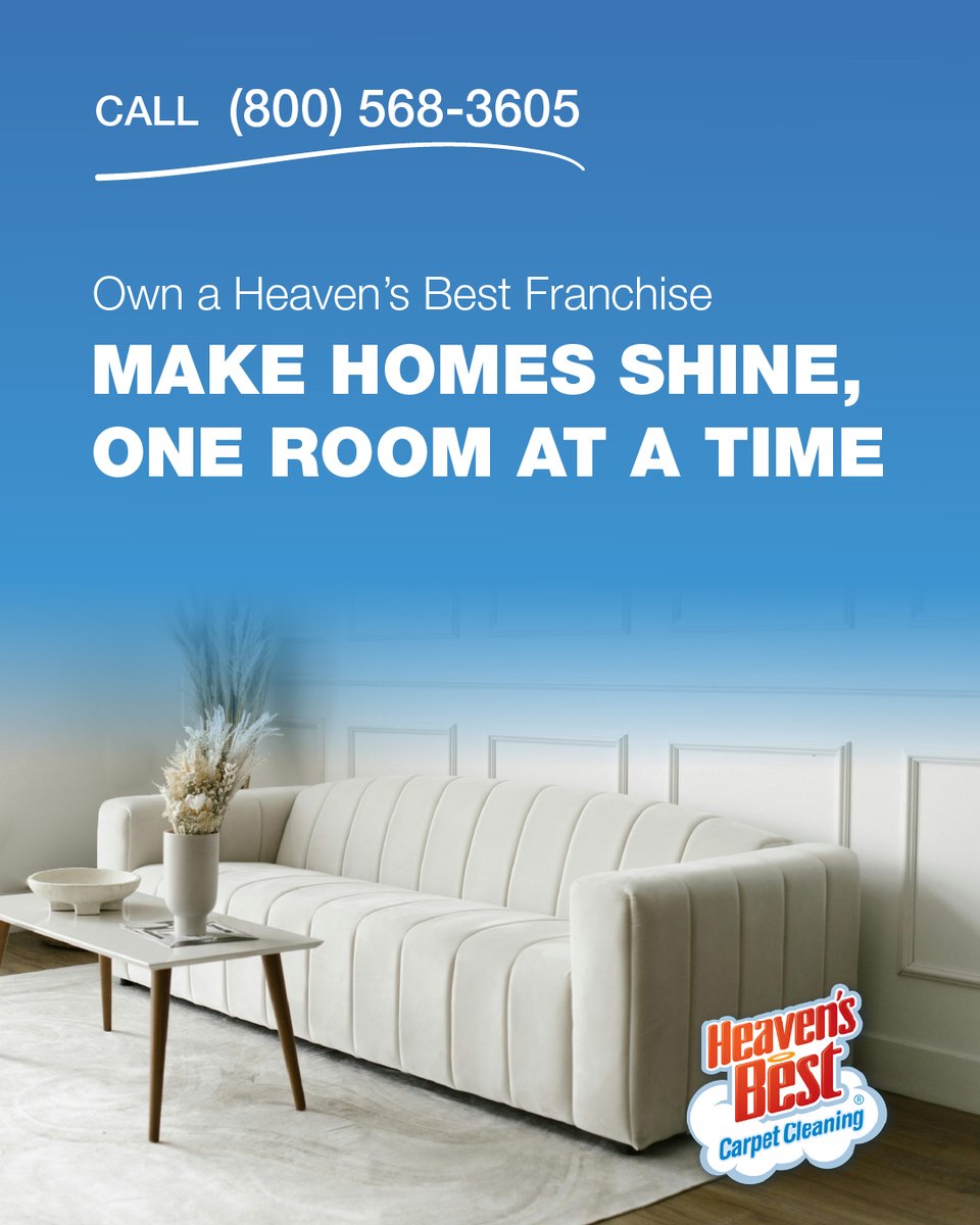 Heaven’s Best brings back the beauty in every surface, from deep carpet cleaning and stain protection to upholstery &amp; more!

Start your own business that makes a lasting difference in every home you touch. 💫

franchising.heavensbest.com

#HeavensBestCarpetCleaning #CarpetCleaning