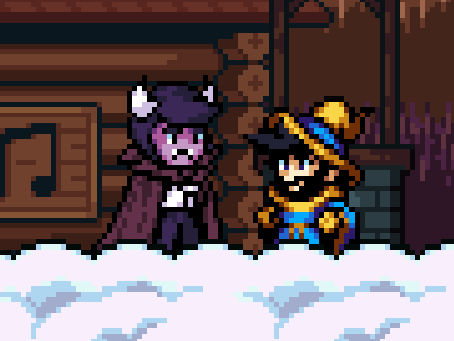 dailytobytrivia's tweet photo. In the indie game "Mago", the characters Dalv and Mo from the fangame Undertale Yellow can be found as cameos. https://t.co/1V9RG0uozf