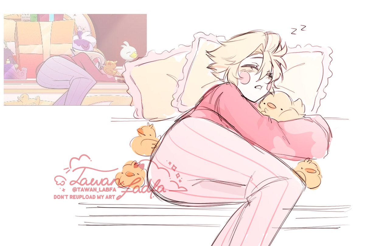 Tawan_Labfa's tweet image. Let's put Lucy to bed~ A few pats on the butt and he’s out like a light! 💗
#HazbinHotel #hazbinhotelseason2 #LuciferMorningstar