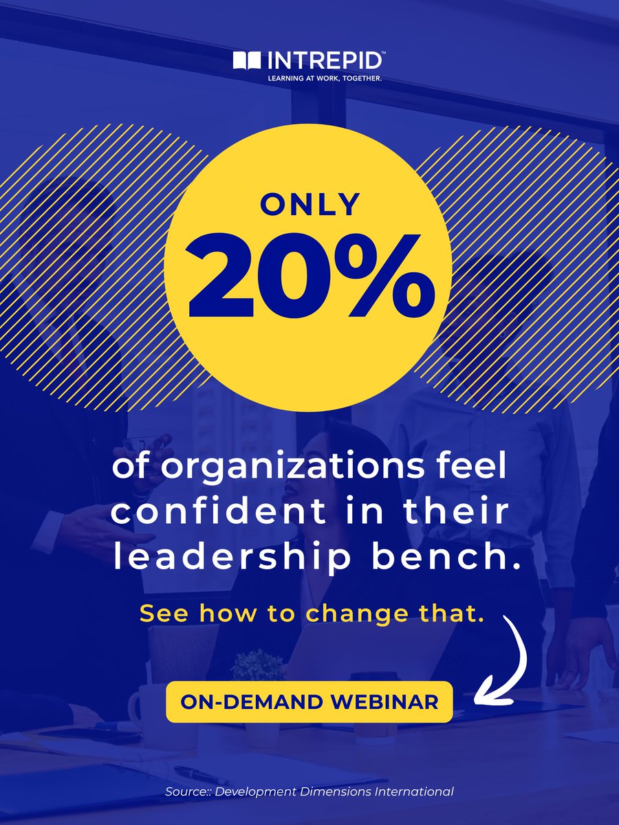 IntrepidLS's tweet image. Only 20% of orgs feel confident in their leadership bench.

See how to change that in The Innovative Leader’s Playbook: Embedding Practice, Feedback &amp;amp; AI into Development. 👉hubs.ly/Q03SN_wk0

#LeadershipDevelopment