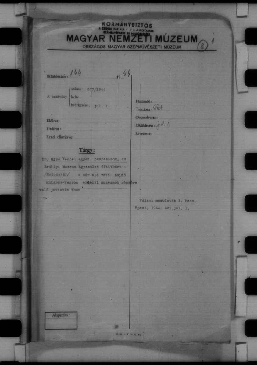 ArtRecoveryInit's tweet image. 📚🏛️Parking Seized Jewish Collections in Transylvanian Museums (1944)
(Reel 143, slides 576–583 · EME memo 377/1944 → Museum of Fine Arts file 144/1944 → Commissioner’s reply July 1, 1944)

🧭Overview:
In late June 1944, the Erdélyi Múzeum-Egyesület (EME/Transylvanian Museum…