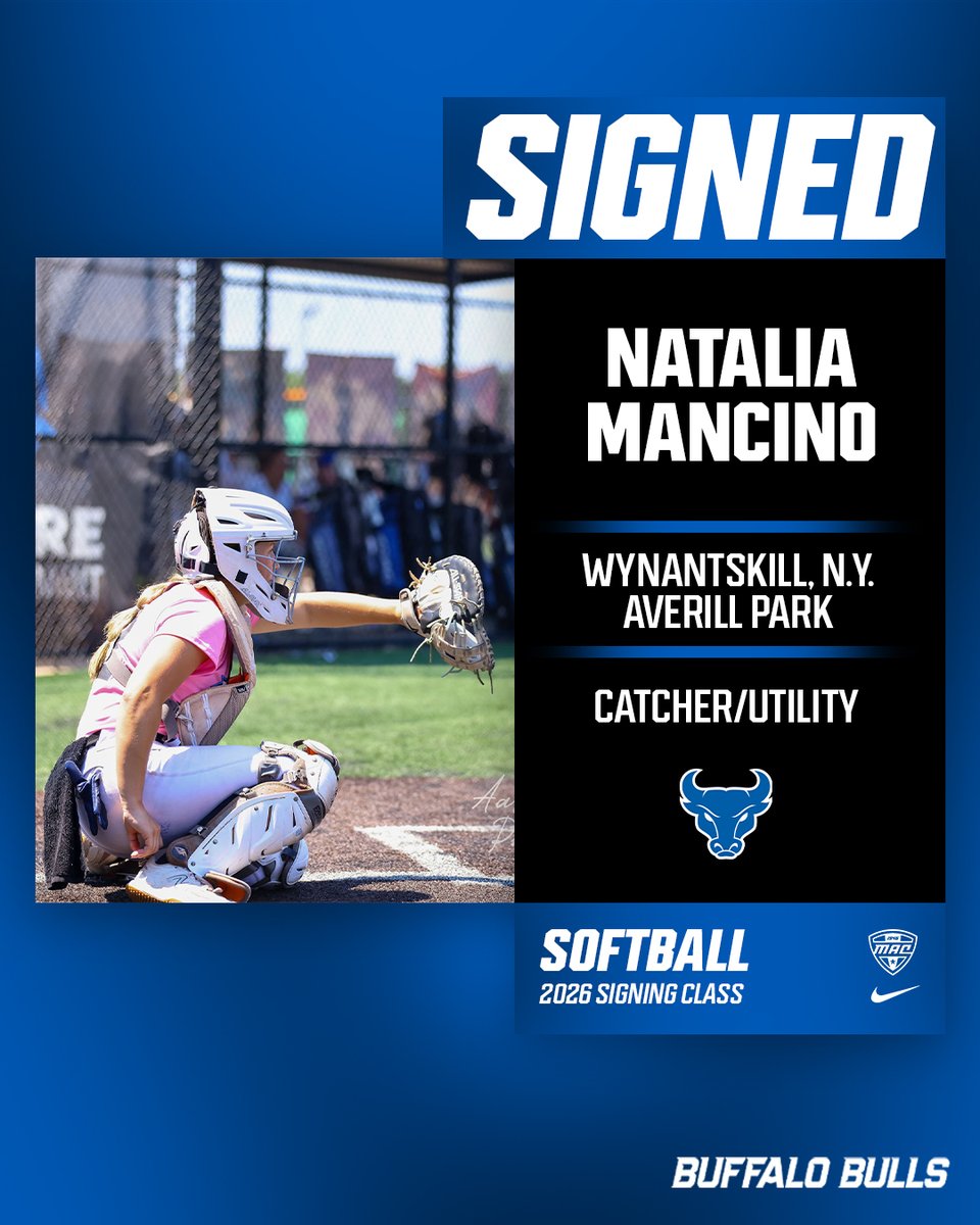 UBBullssoftball's tweet photo. 𝓦𝓮𝓵𝓬𝓸𝓶𝓮 𝓽𝓸 𝓑𝓾𝓯𝓯𝓪𝓵𝓸!

We are excited to have Natalia Mancino join the program from 
Wynantskill, NY!
 
#UBhornsUP🤘 https://t.co/eY7vsGNPlE