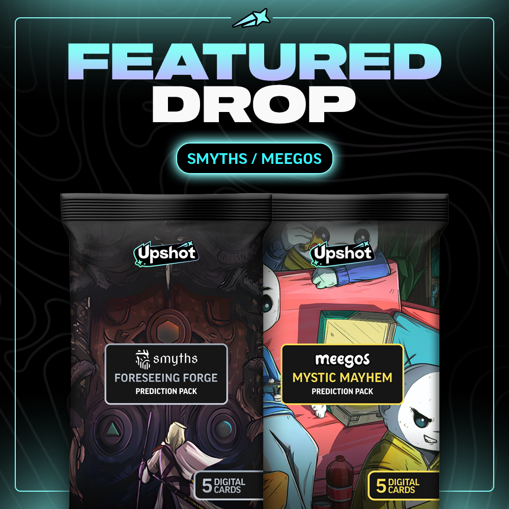 Upshot x <a href="/SmythsNFT/">Smyths</a> x <a href="/MeegosNFT/">Meegos</a> 🤝

Smyths &amp; Meegos packs are dropping!

Community gets early access + 100 bonus Shot Points.

Head to the Discords for claim info.

Something’s forging in the Lab ⚒️