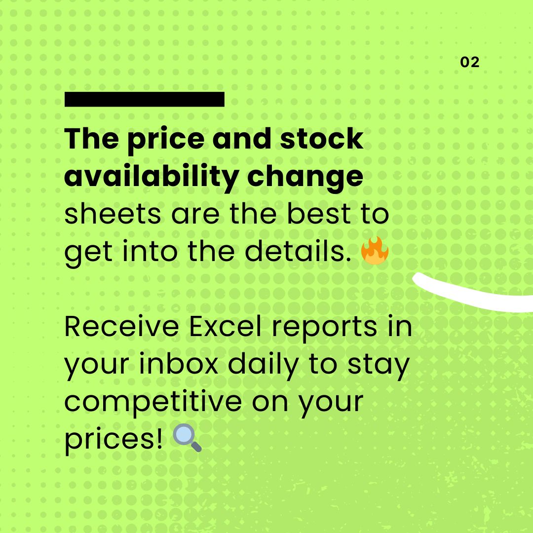 PrisyncCom's tweet image. Get daily Excel reports on price &amp;amp; stock changes for you and your competitors!🏷

Keeping your #pricing competitive by using accurate and up-to-date reports will help you stay ahead of the competition and maximize your sales potential 🔥🚀

#PricingOptimization #DataDriven