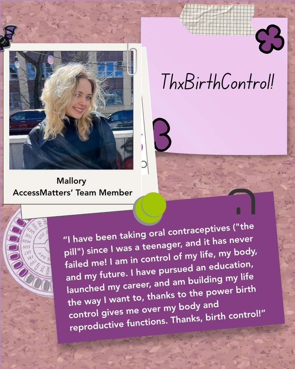 Today is #ThxBirthControlDay! AccessMatters' staff are passionate about access to birth control — check out why they love #birthcontrol. Here is a quote from Mallory!