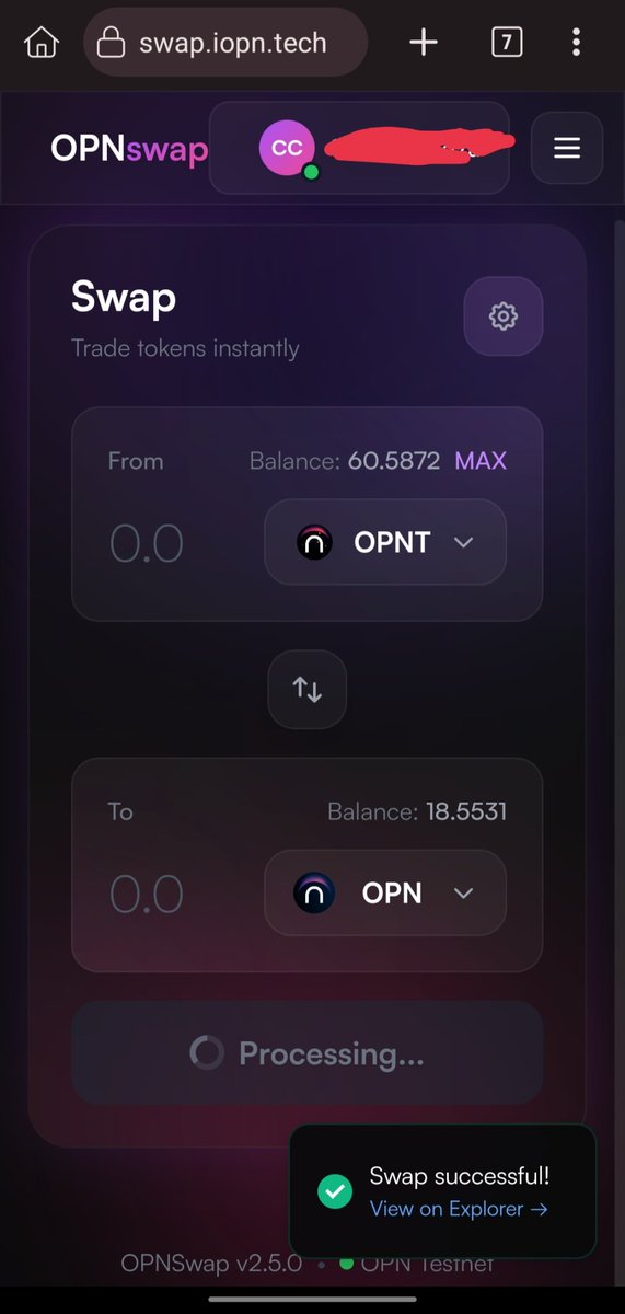 IrfanIr41066414's tweet image. Task complete — the swap is running smoothly!
On-chain trades are fast, seamless, and fully decentralized.
#IOPn #ProgressUpdate
Accelerate ⋂ #SwapStories #DeFi