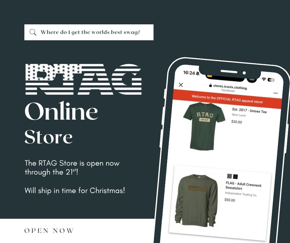 𝐋𝐞𝐬𝐬 𝐚𝐰𝐤𝐰𝐚𝐫𝐝 𝐭𝐡𝐚𝐧 𝐚𝐬𝐤𝐢𝐧𝐠 𝐲𝐨𝐮𝐫 🅴🆇 𝐟𝐨𝐫 𝐲𝐨𝐮𝐫 𝐟𝐚𝐯𝐨𝐫𝐢𝐭𝐞 𝐬𝐰𝐞𝐚𝐭𝐞𝐫 𝐛𝐚𝐜𝐤! 

The RTAG Store is open through the 21st of November!

#RTAG #RTAGStore #RTAGNation #RTAGMerch #VeteranOwned #ShopForScholarships #LeadWithHeart