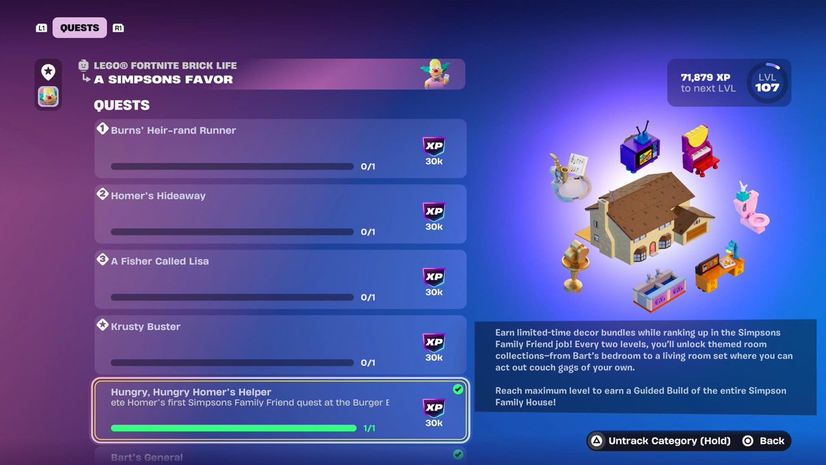 RevTerryRice's tweet image. @LEGOFN_Status @FortniteStatus will the Simpsons quests in Brick Life be fixed or are we locked out of getting the Simpsons house? I did these quests yesterday. Now I can’t do them again to complete them for the Rewards