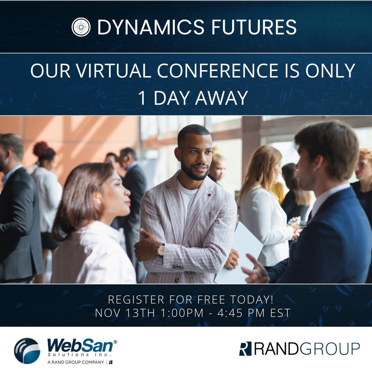 WebSanSolutions's tweet image. The wait is almost over, Dynamics Futures: The Next Era of Business kicks off tomorrow, November 13th from 1:00 PM – 4:45 PM EST!

Don’t miss your chance to join 30+ expert-led sessions exploring the latest in Dynamics 365.

👉 Register today: hubs.ly/Q03S9MDL0