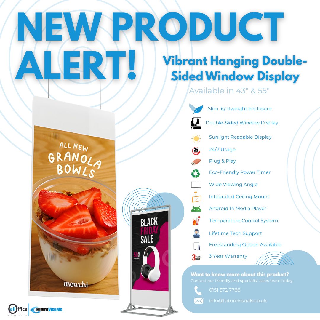 AllOffice1's tweet image. Make an impact inside and outside of your store with this singular high-impact digital signage display...  
✔️ Slim lightweight design  ✔️Sunlight readable display✔️24/7 usage ✔️Integrated Android 14 media player  Want to know more about this product?   lnkd.in/ebqKSvha